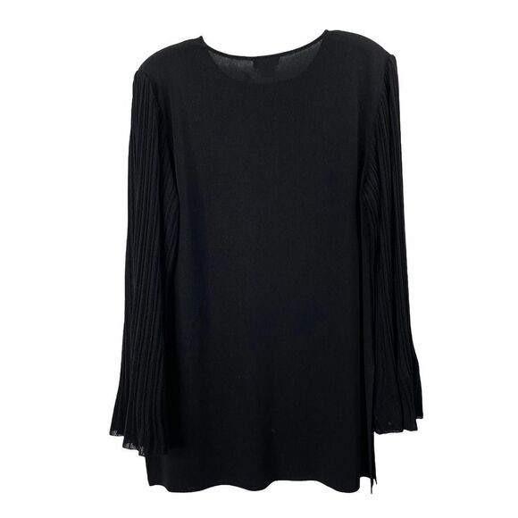 Misook black acrylic flare pleated sleeves top Sz S - Picture 7 of 7